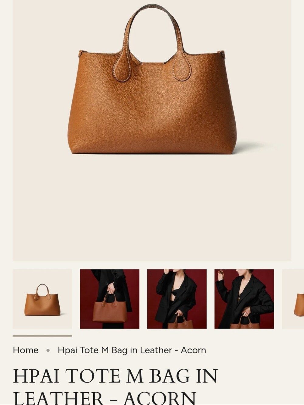 Everyday Pebbled Leather Tote in Cognac Brown - Picture 3 of 13